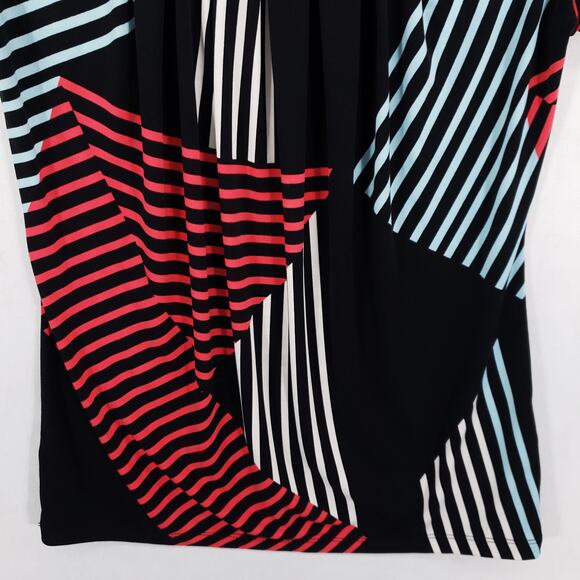 New York & Company Blouse Womens Extra Small Multicolor Geometric Pleated Shirt - Picture 3 of 6